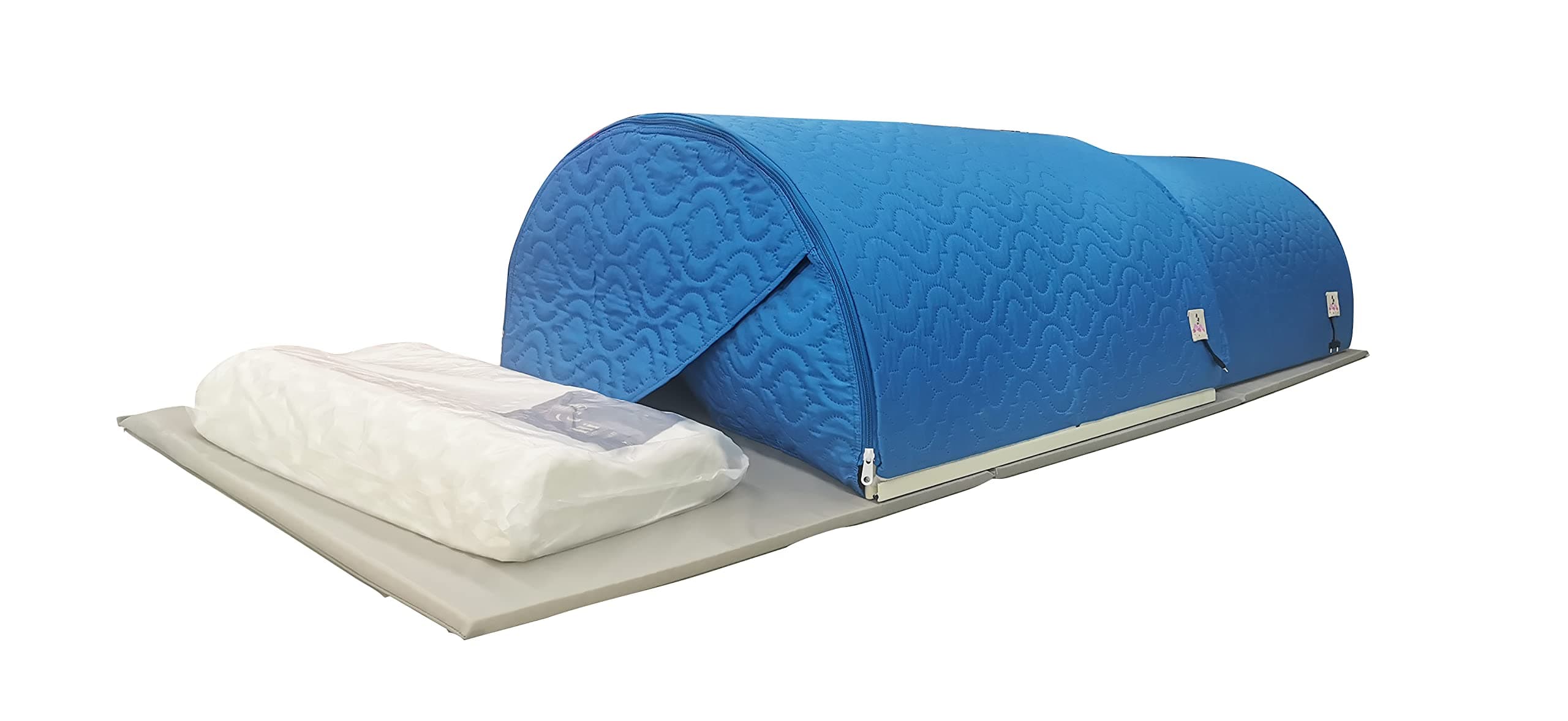 Far Infrared Sauna Dome, Portable 360 Degree Complete Coverage Personal Sauna Capsule, with Pillows, Two - Stage Sauna, Single Person (Blue, US Plug)