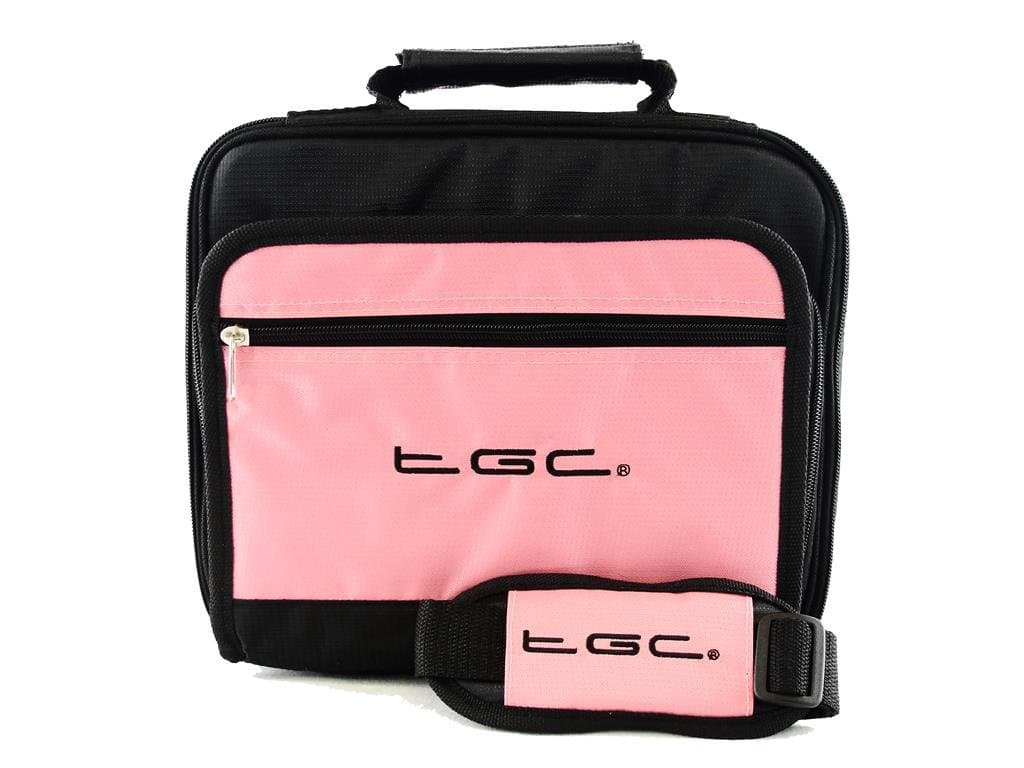 Audiovox PVS69701 Dual 7-inch Portable DVD Player Twin Compartment Case Bag by TGC ® (Black & Baby Pink)
