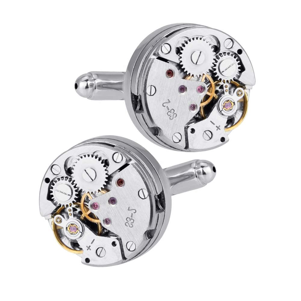 2 PCS Cufflinks Clockwork Mens Cufflink Vintage Watch Movement Shape Gift with an Elegant Storage Display Box for Thanksgiving Day Wedding Anniversaries Birthday Christmas Gifts