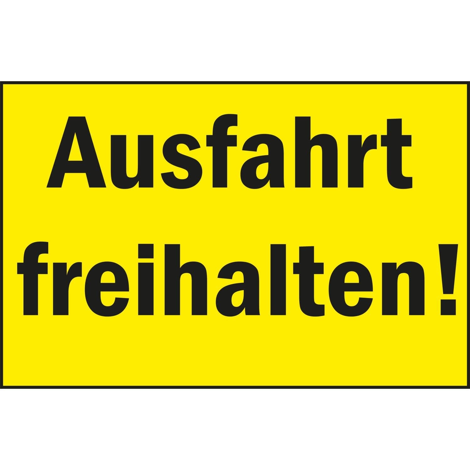 Warning Sign "Ausfahrt freihalten!" 250 x 150 mm Yellow/Black 1 Piece