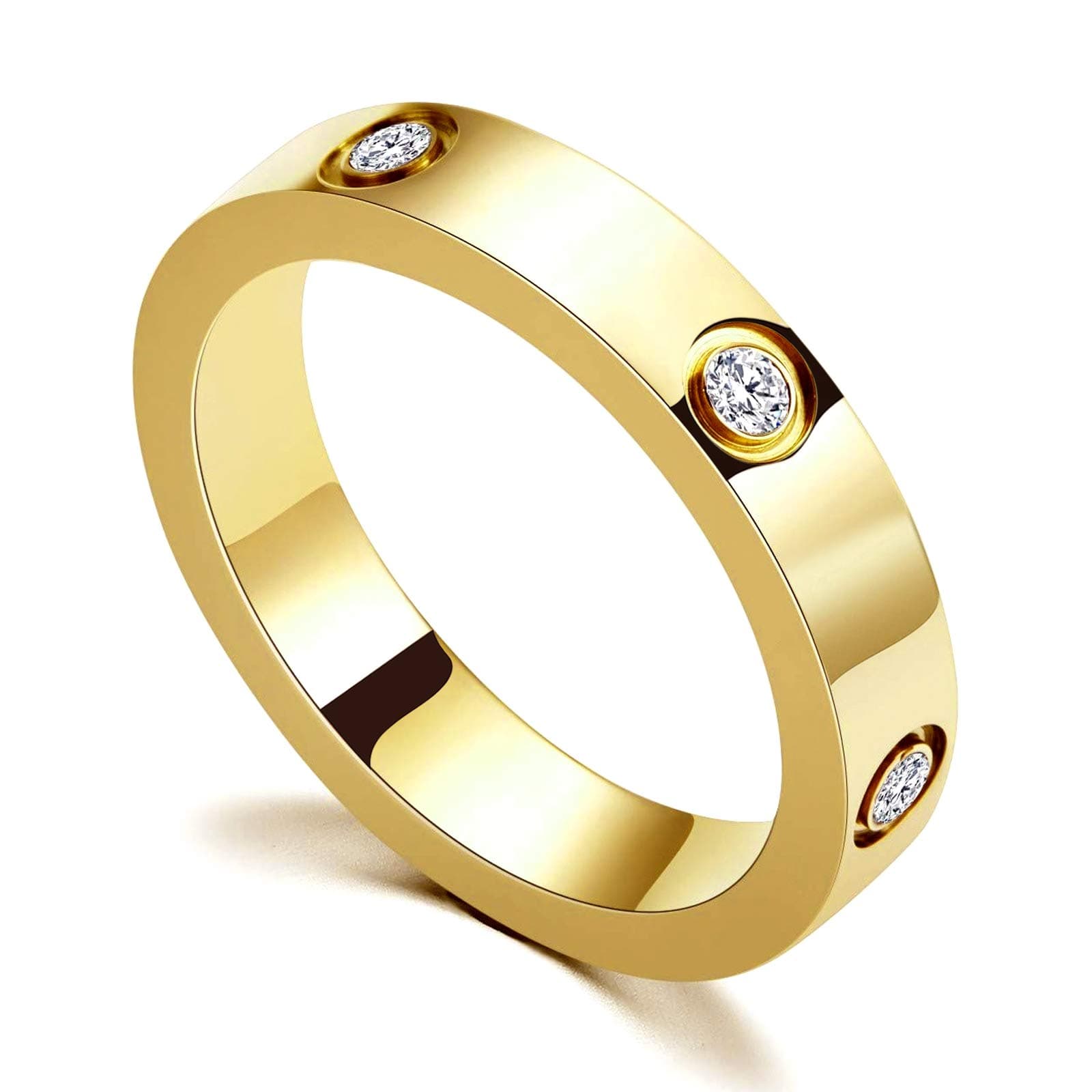 Love Friendship Ring 18K Gold-Plated Stainless Steel Promise Ring Wedding Band Jewelry Birthday Gifts for Women
