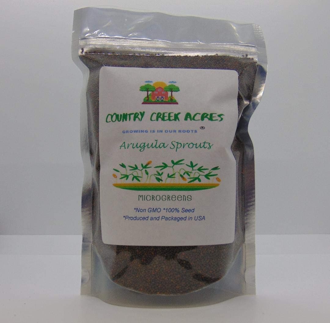 Arugula Seed, Arugula Sprouting Seeds, Microgreen, Sprouting, 8 OZ, NON GMO - Country Creek Acres Brand - High Sprout Germination- Juicing, Gardening, Hydroponics, Growing Salad Sprouts