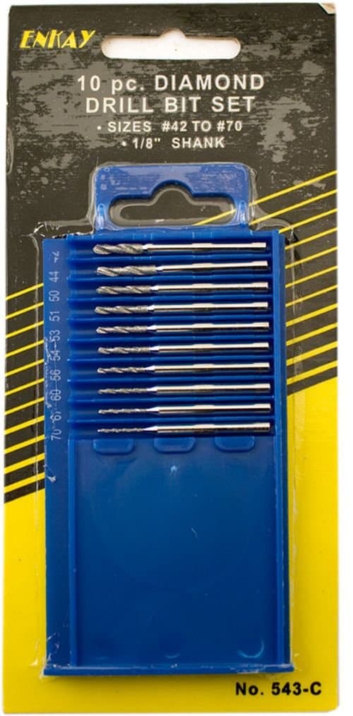 Enkay 543-C Diamond Drill Set, Number 42-70, Carded, 10-Piece