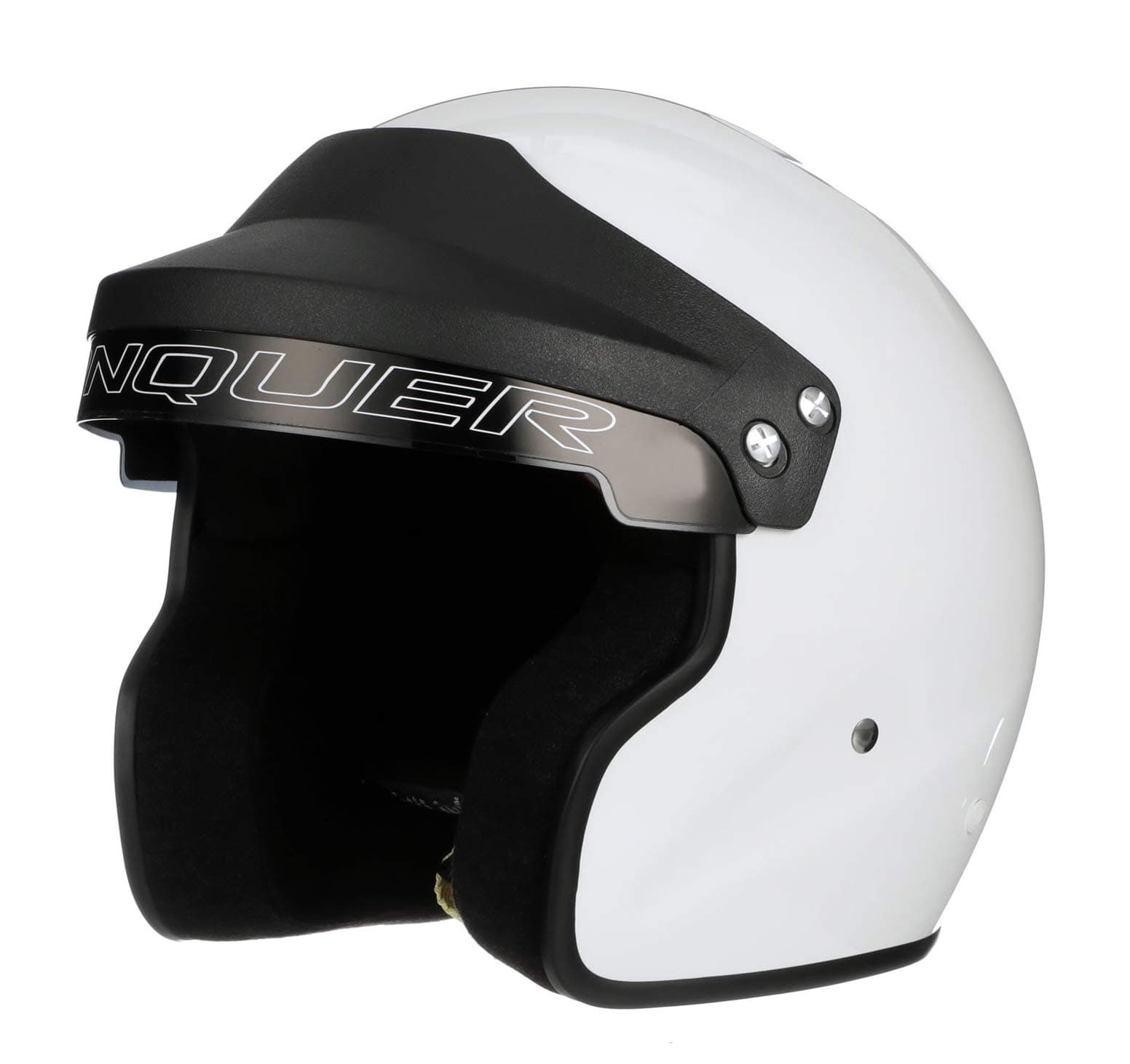 Conquer Snell SA2025 Approved Open Face Auto Racing Race Car Helmet - Adult | Men | Women | Youth - ( Black / White / Silver )