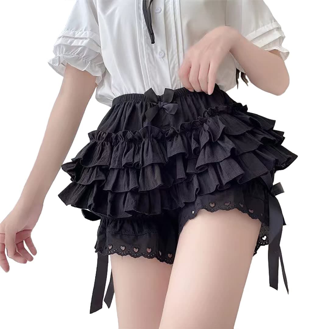Womens Lolita Bloomers Plush Ruffles Pumpkin Pants Bottom Shorts