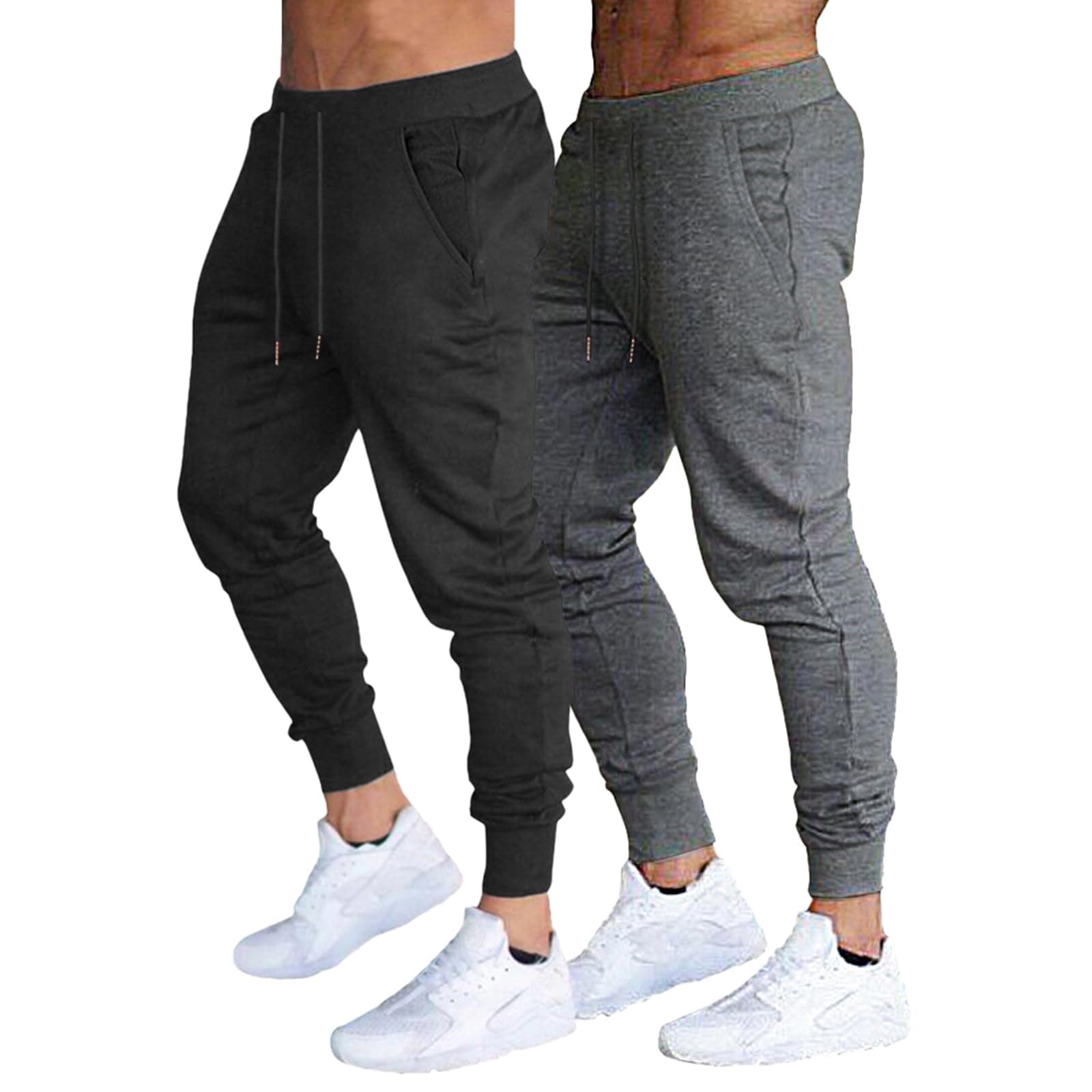 BUXKR Men's Slim Joggers Workout Pants for Gym Running and Bodybuilding Athletic Bottom Sweatpants with Deep Pockets