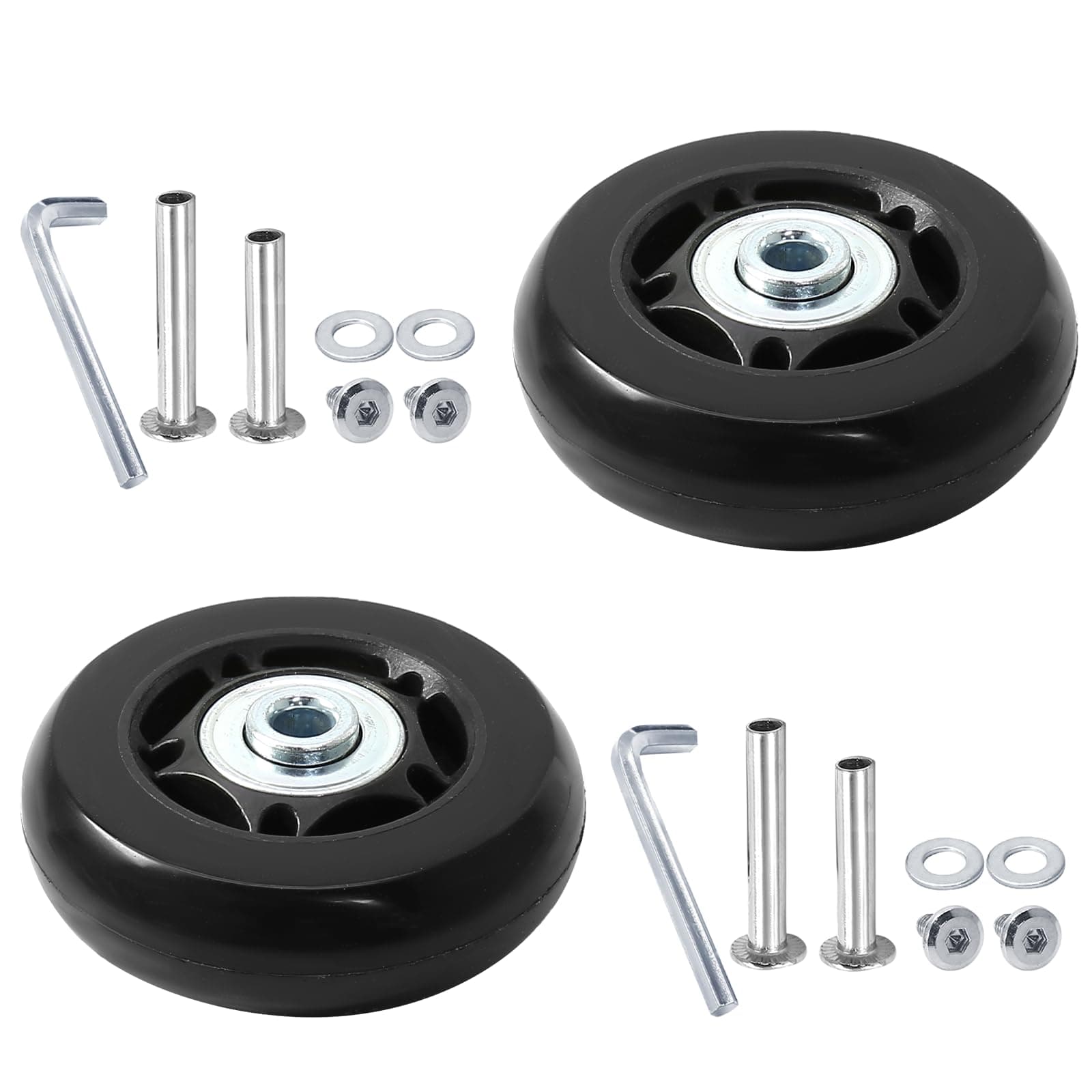 suiwotin 2個 60 x 18mm ラゲッジホイール交換 ブラックラバースーツケースホイール交換修理キット スムーズな荷物交換部品 機内持ち込みローラーバッグ、スーツケースバッグ、トロリーバッグ用