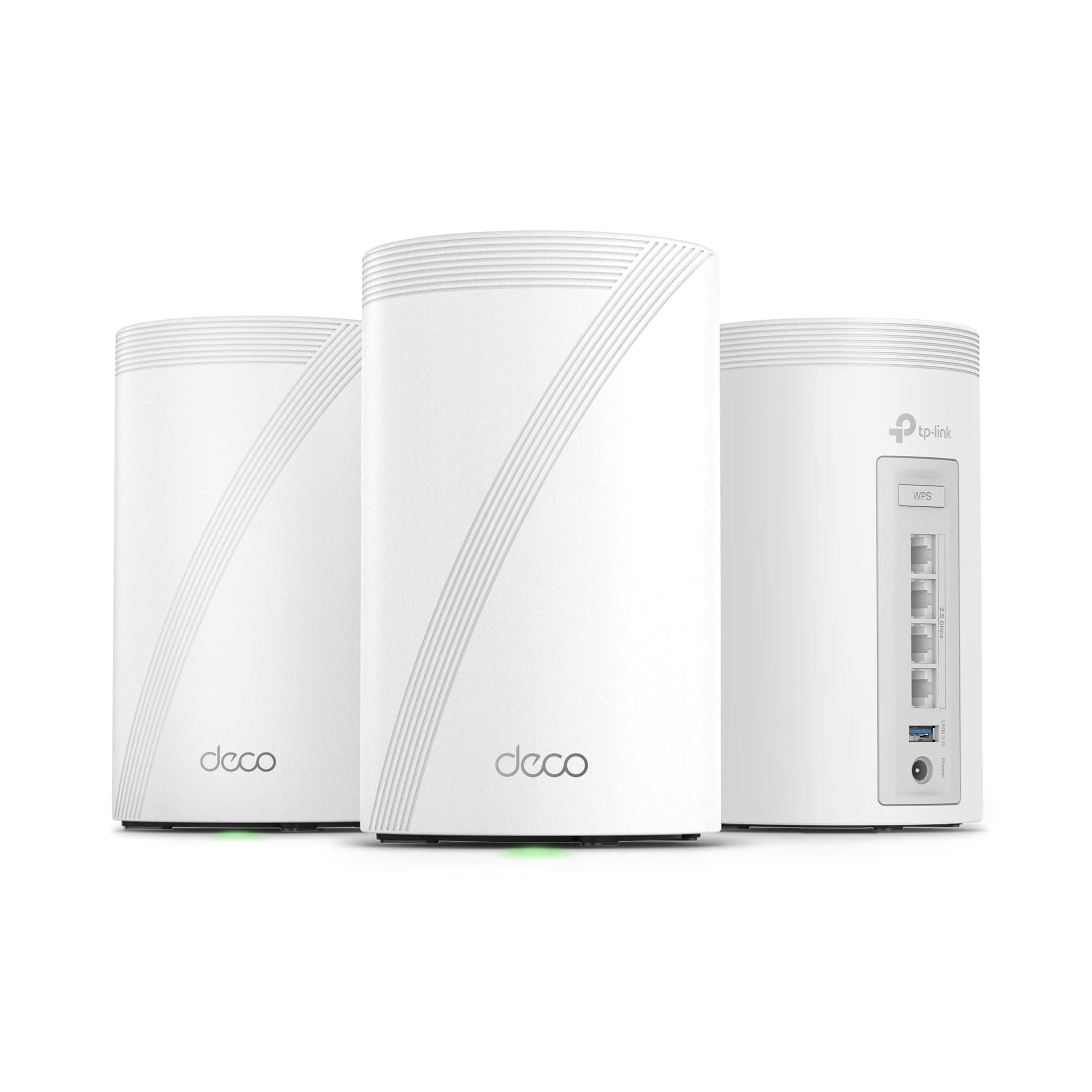 Tri-Band WiFi 7 BE10000 Whole Home Mesh System (Deco BE63) | 6-Stream 10 Gbps | 4 × 2.5G Ports Wired Backhaul, 4× Smart Internal Antennas | VPN, AI-Roaming, MU-MIMO, HomeShield (3-Pack)