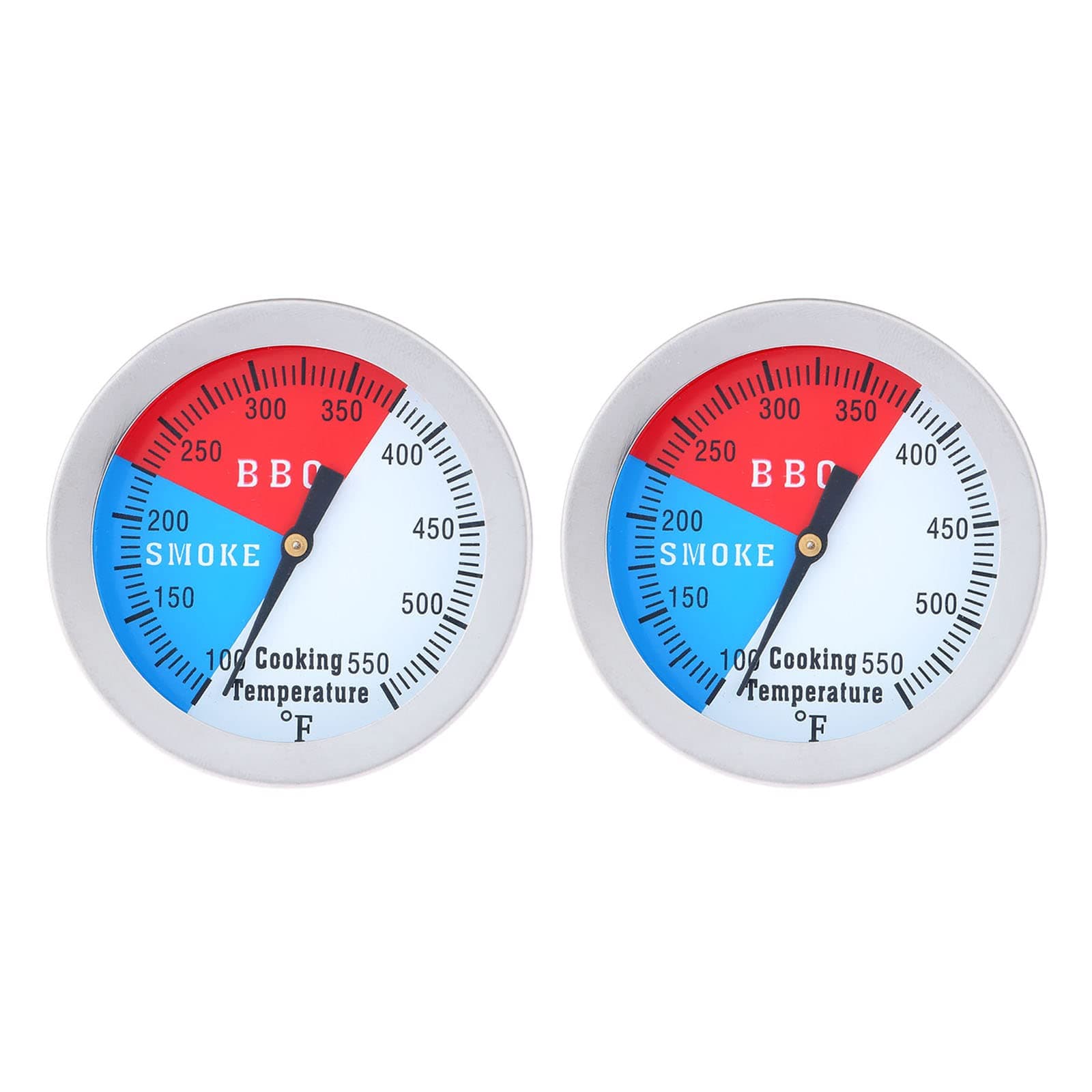 Mtsooning 2PCS BBQ Thermometer Gauge, 2 inch 550F Grill Indicator Temperature Replacement for Charcoal Pellet Wood Pit Smoker Grills