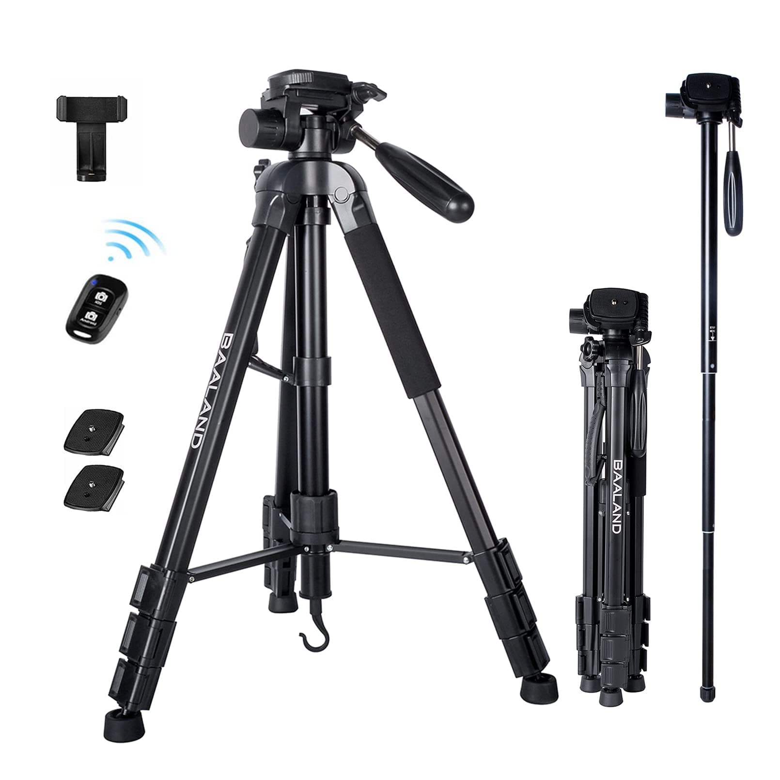 Universal Complete Tripod Units with Remote Shutter, BAALAND 70" Lightweight Camera Phone Tripode for Canon Rebel T7 DSLR Sony