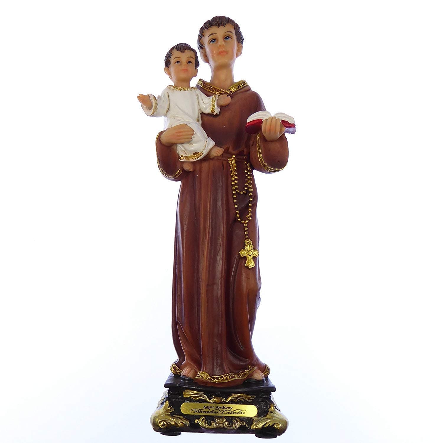 Florentine Catholic Porcelain effect resin St. Anthony ornament statue prayer gift 8" (20cm)