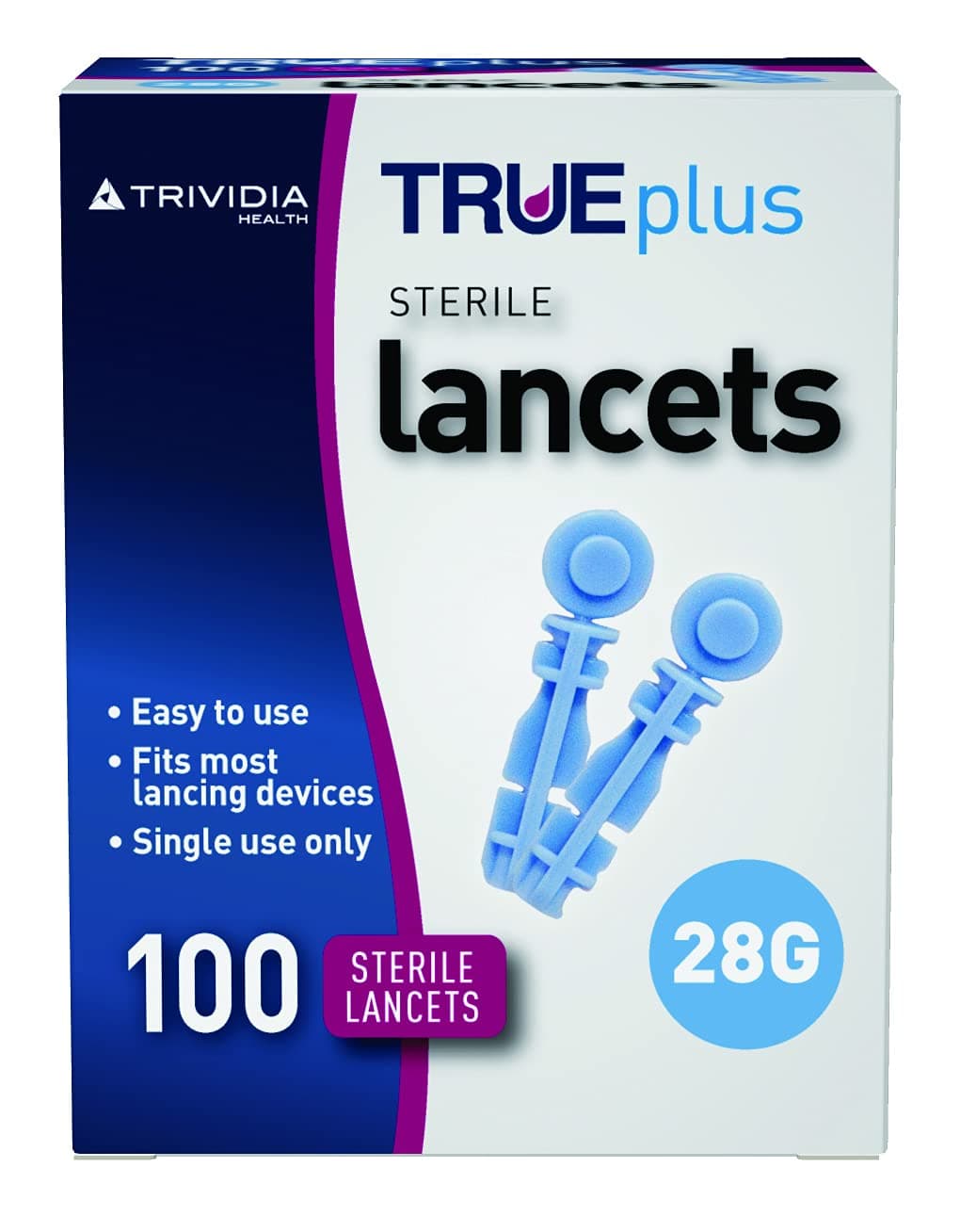 Single-Use Sterile Lancets 28 Gauge 100-Pieces, Colourless