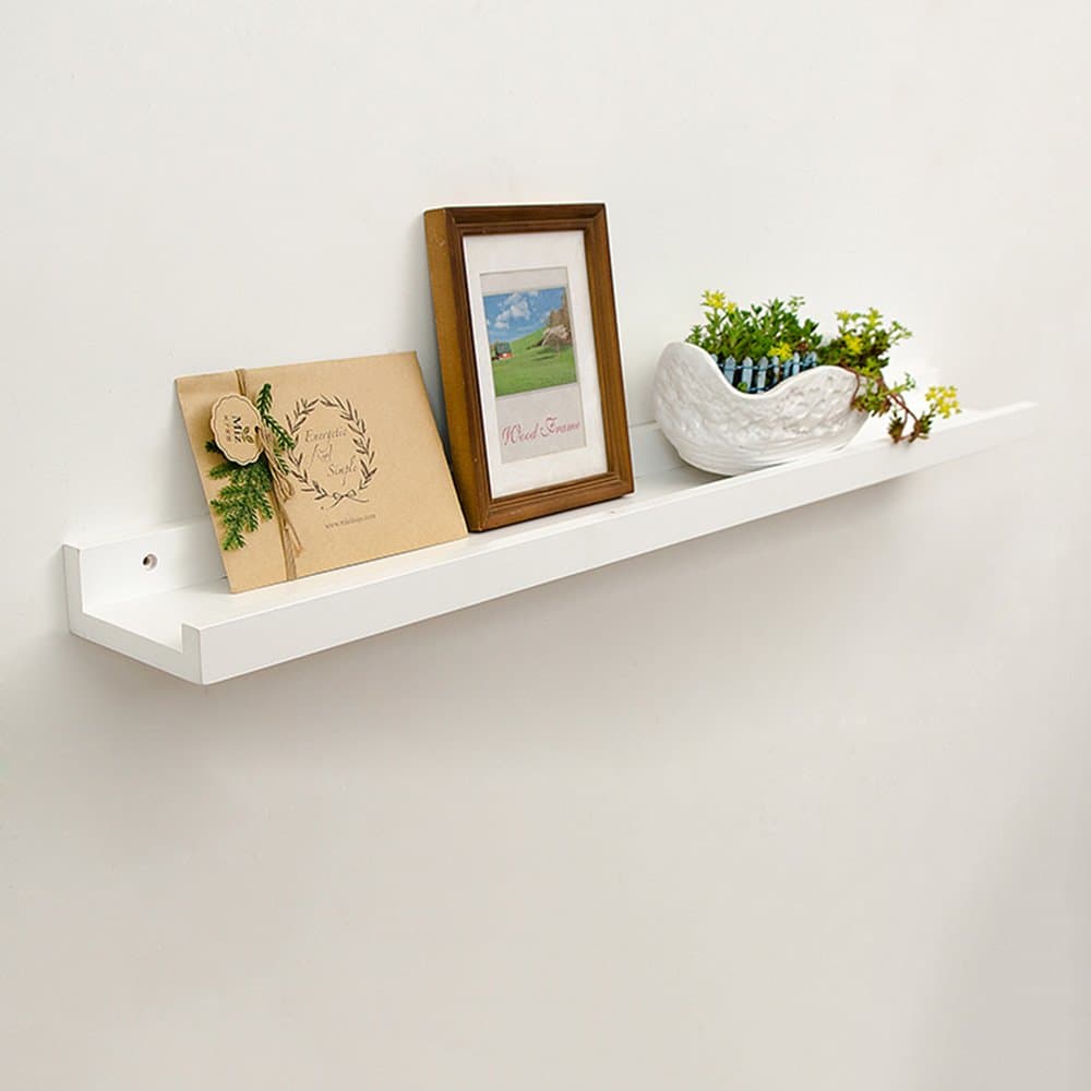 XIAOLIN Partition Wall Shelf Wall-mounted Living Room TV Wall Ideas Word Separator Bedroom Storage Wall Shelf (Color : White)