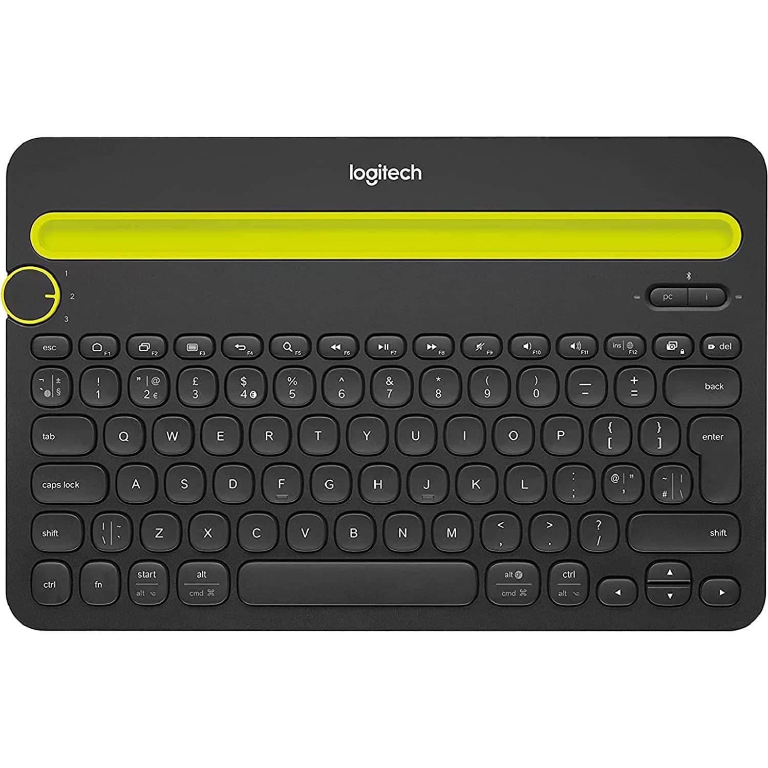 Logitech Bluetooth Multi-Device Keyboard K480 for Computers. Tablets and Smartphones. Black, Compact, Dial and Switch, Spill-Resistant Keyboard - 920-006342 (Renewed)