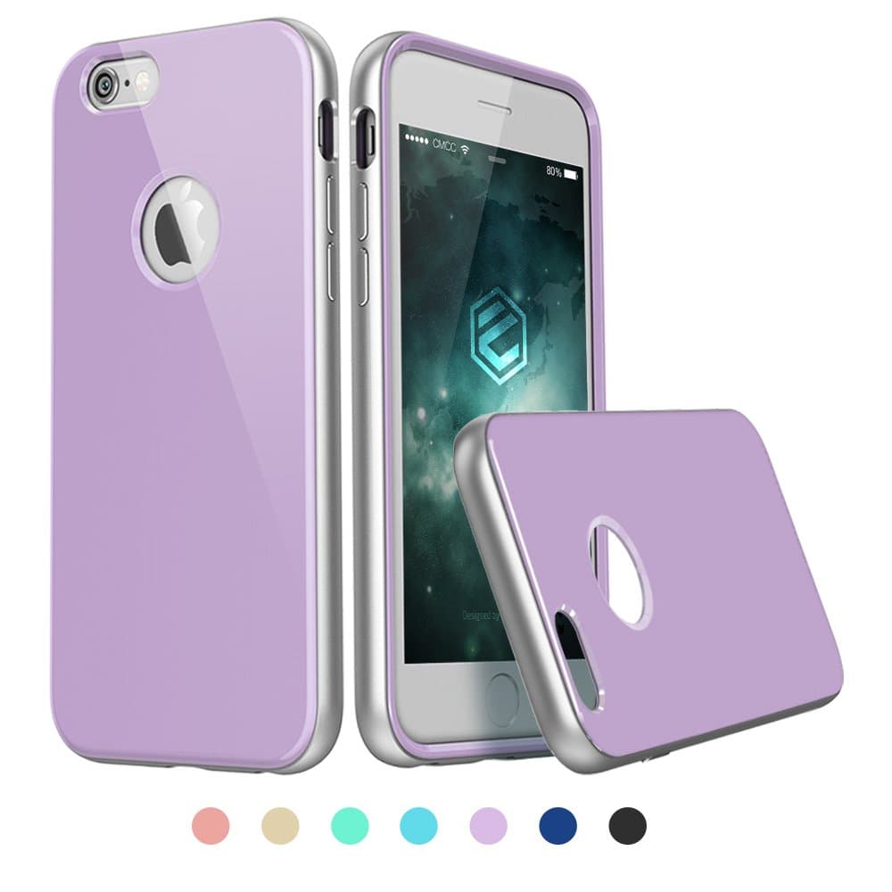 iPhone 6 Case, ESR iPhone 6 Bumper Aluminum Metal Frame iPhone 6 Soft Rubber Back Case [Iris Series iPhone 6 Screen Protector] Iris Silver Purple