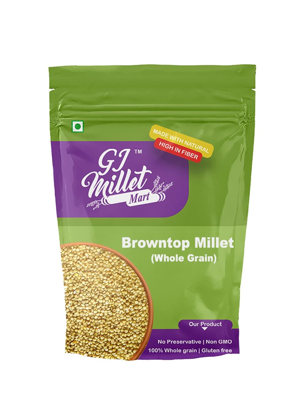 GJ MILLET MART Browntop Millet Rice, Whole Grain - 900g (Unpolished | High Fiber | Gluten free)