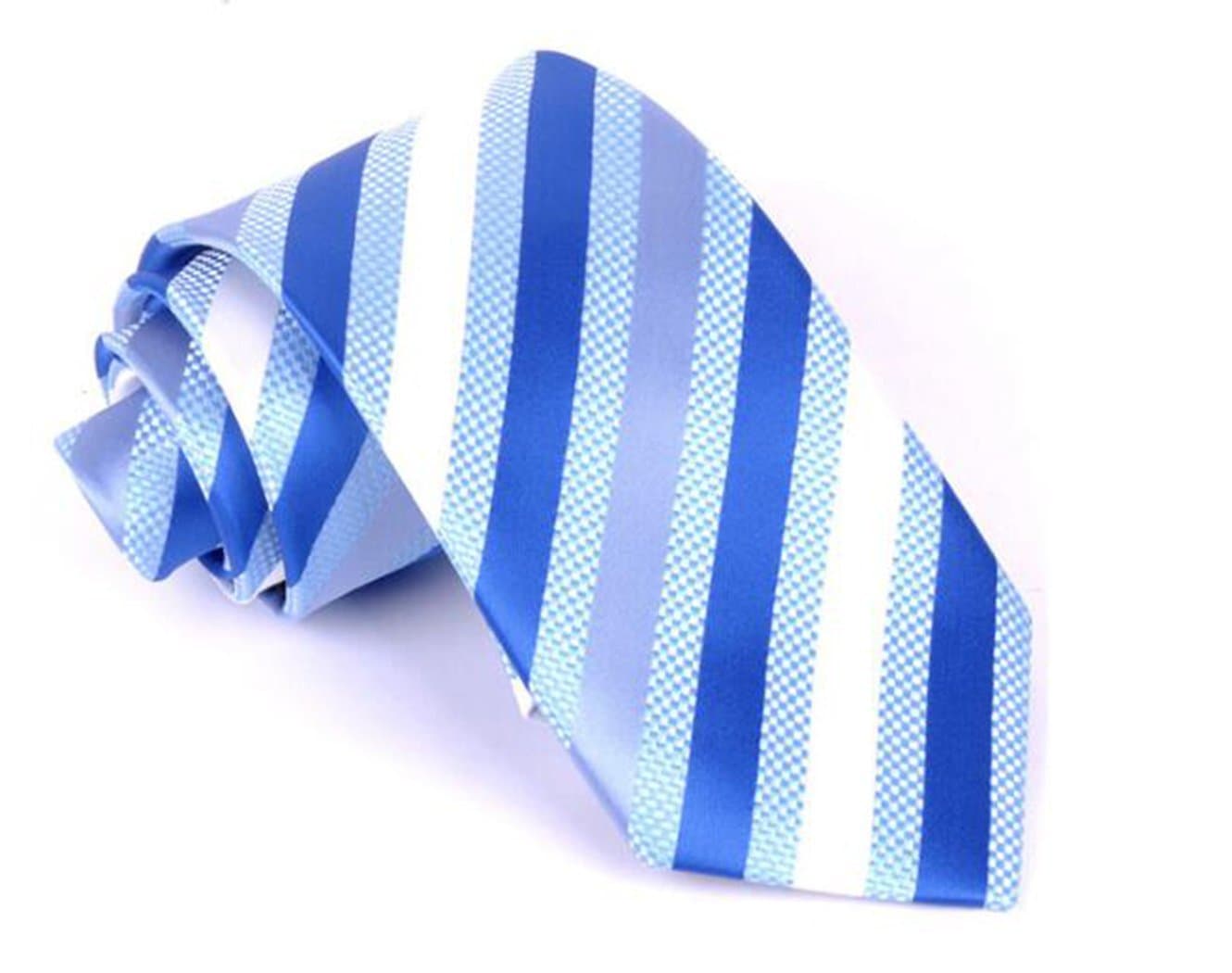 Men's Business Arrow Type Jacquard Pattern Ties - Sky Blue with White & Silver & Blue Stripes