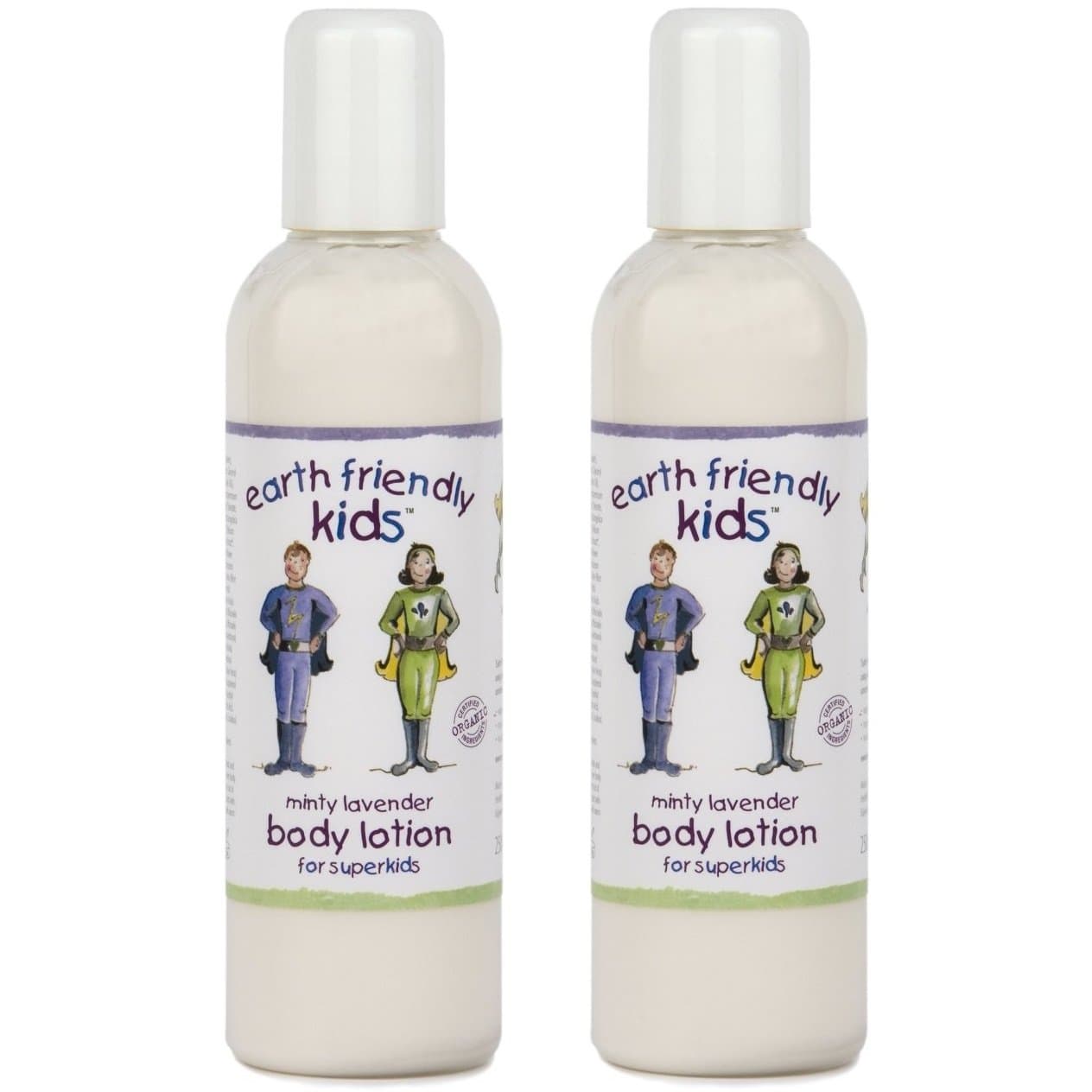 2 x Earth Friendly Kids® Children Skin Body Lotion with Natural Certified ORGANIC Ingredients 250ml (Minty Lavender)