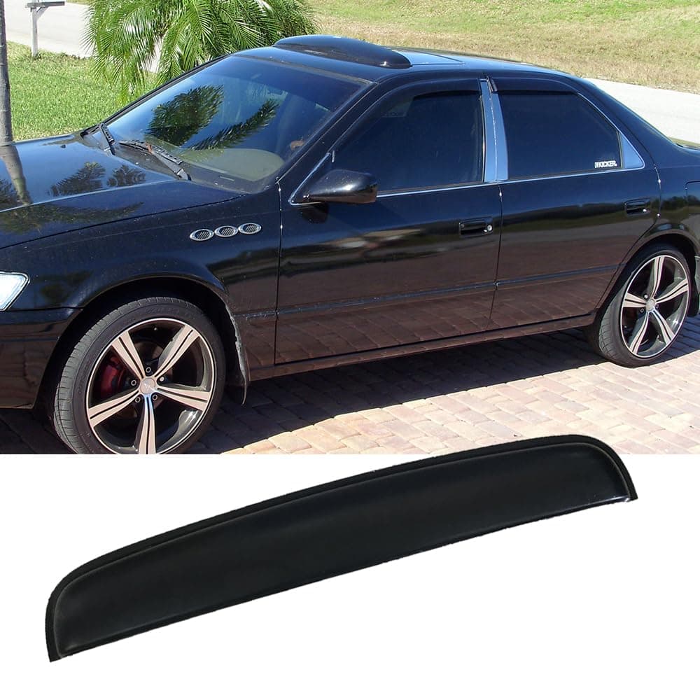 RN88 Universal Rain Snow Guard Sun Roof Wind Deflector,1pcs Tape-On Dark Smoke Auto Moonroof Window Visor Fit The Sunroof/Moonroof Which is Not Wider Than 32.8".