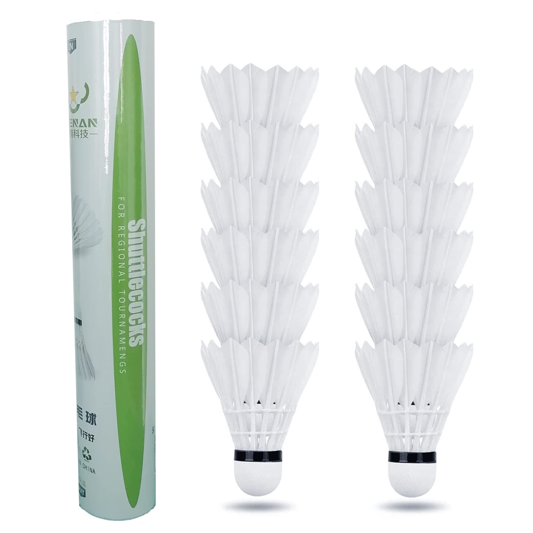 12-Pack Advanced Feather Badminton Shuttlecocks Birdies with Great Stability and Durability, Shuttlecocks Indoor Outdoor Sports Hight Speed Training Badminton Balls