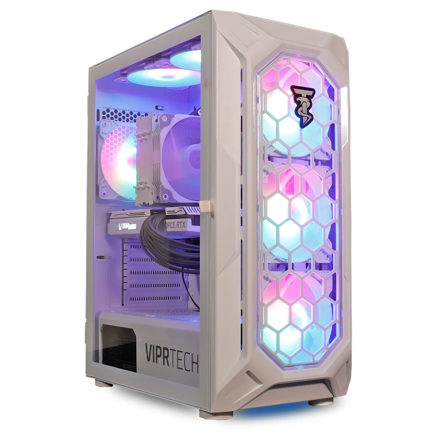ViprTech Ghost 2.0 Gaming PC - AMD Ryzen 5 5600 (4.4Ghz Turbo), RTX 3060 12GB, 32GB DDR4 3200, 1TB NVMe SSD, 600W Gold PSU, VR-Ready, Streaming, WiFi BT, RGB, Win 11, Desktop Computer White