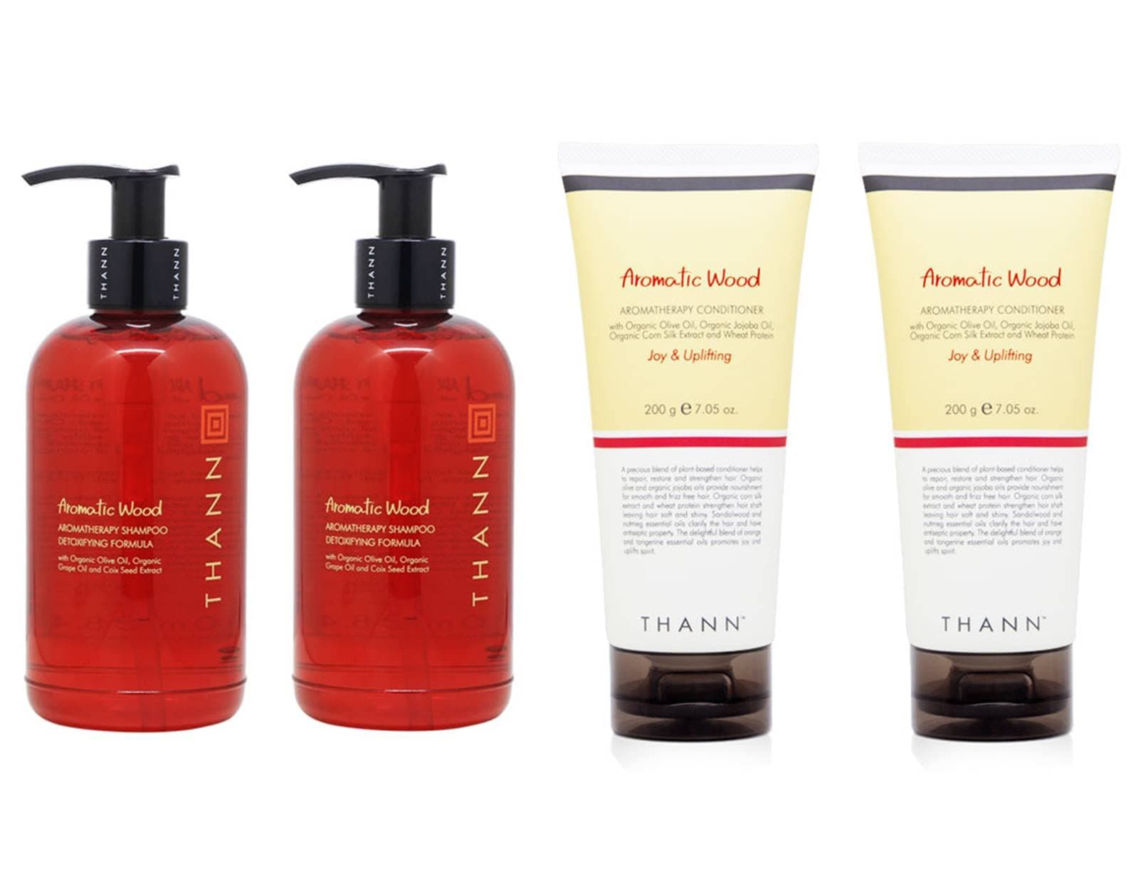 THANN Aromatic Wood Shampoo and Aromatic Wood Conditioner Set.