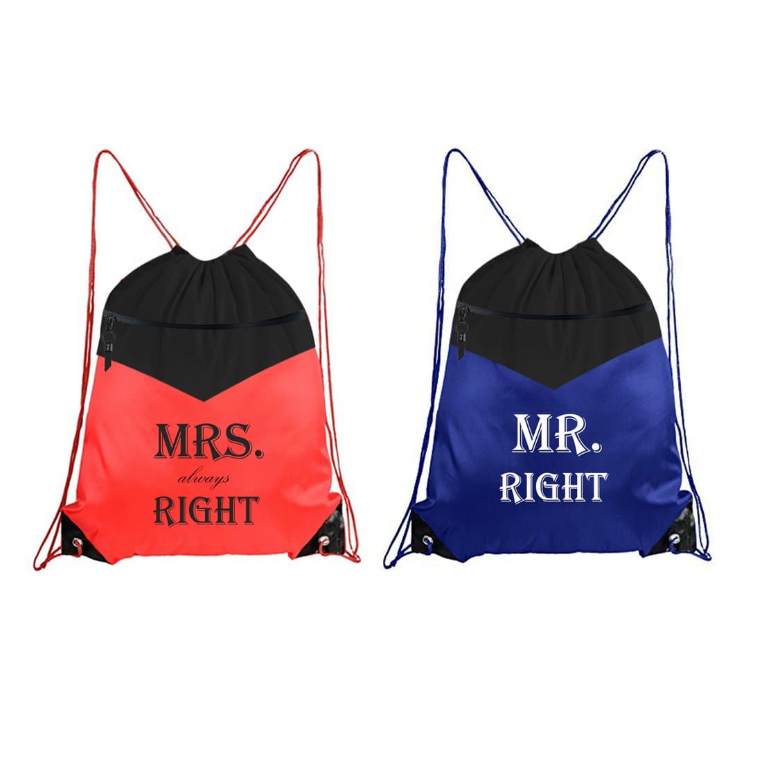 Set of 2 Drawstring bag Mr and Mrs Always Right Couple Wedding Gift