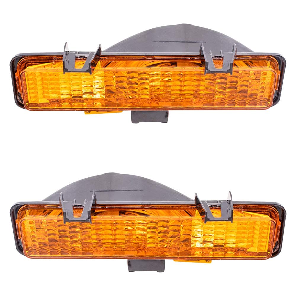 Brock Replacement Driver and Passenger Set Park Signal Front Marker Lights Compatible with 1982-1993 S10 S15 Pickup Truck 5976643 5976644