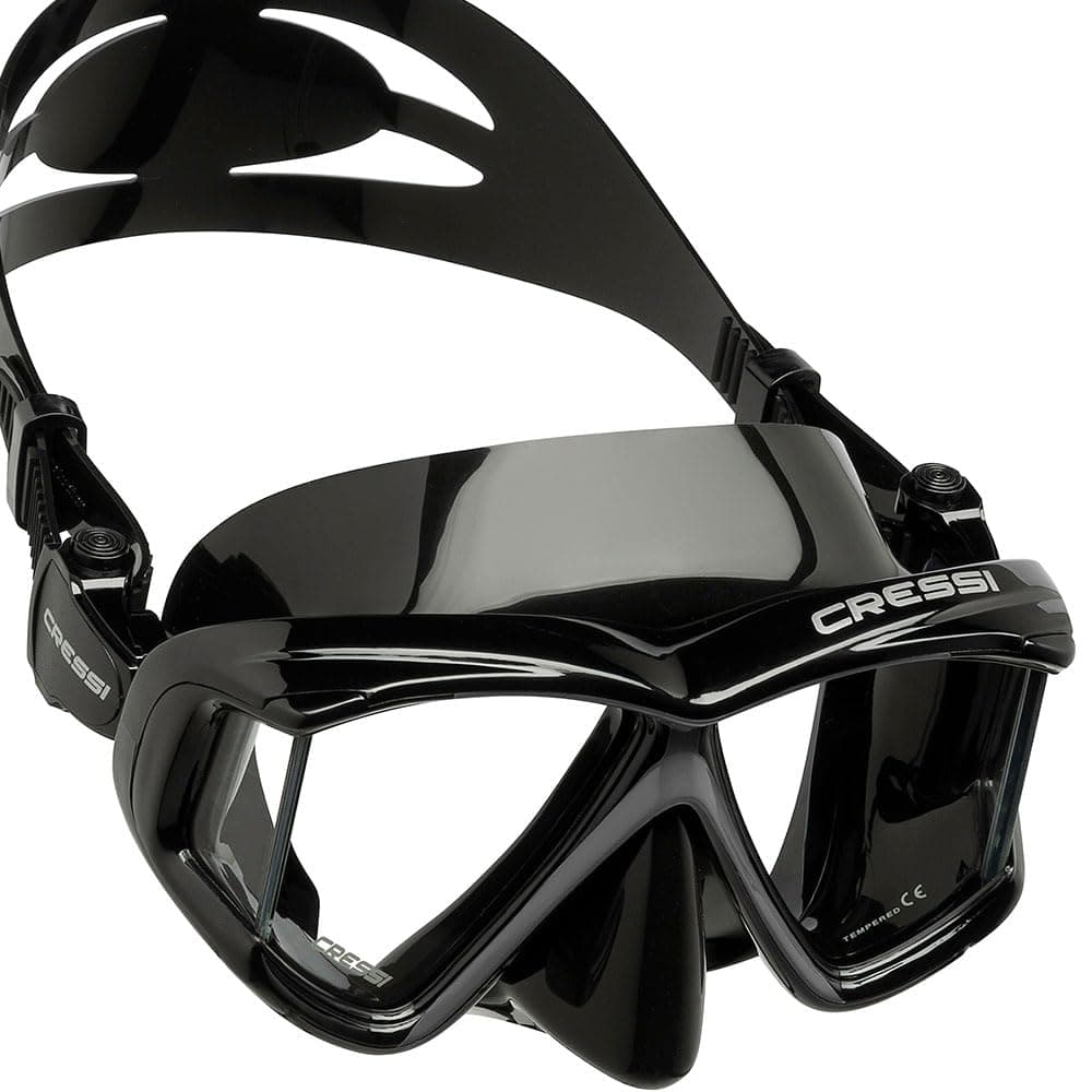 Panoramic Wide View Diving Mask - 4-Window Tempered Glass - Soft Silicone Skirt for a Perfect Seal - Pano 4: Designed in Italy