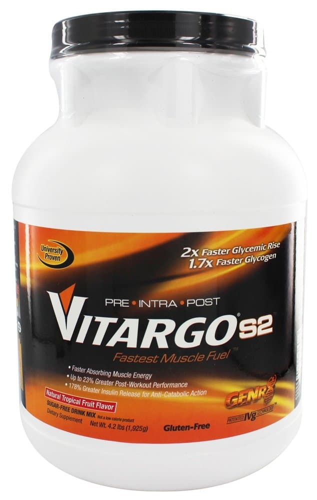 Vitargo S2 - Gluten Free Pre - Intra - Post Workout and Sport Supplement, Natural Tropical Fruit, 25 Servings