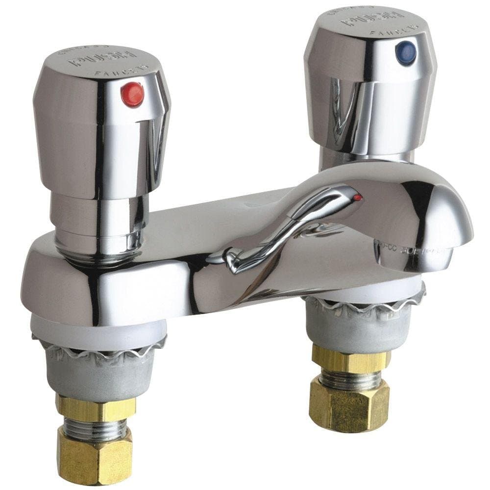 Chicago Faucets 802-665ABCP 4-Inch Centerset Lavatory Metering Faucet, Chrome