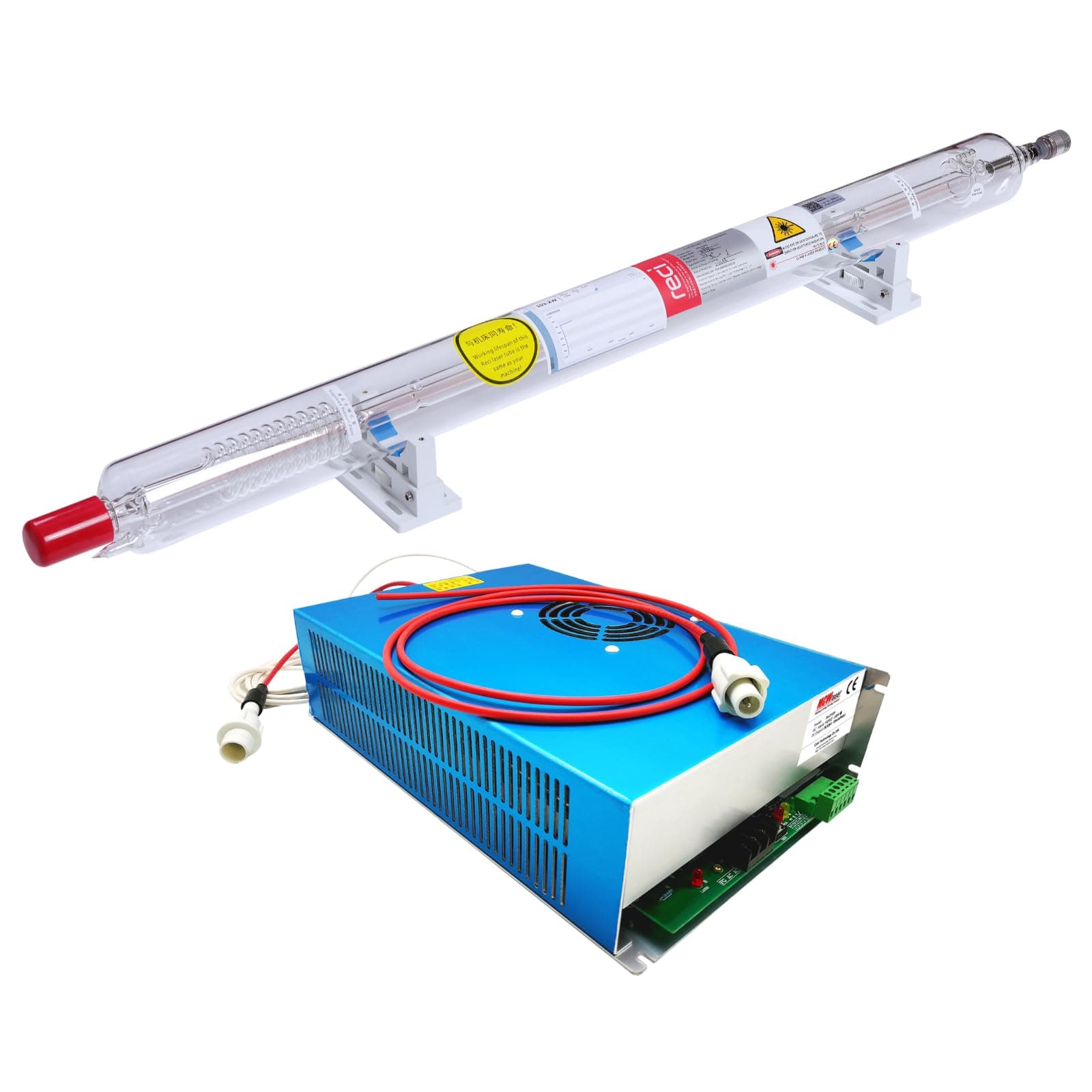 RECI CO2 Laser Tube 90W(Peak 100W) 1240mm W2/S2 and DY13 Power spply for Laser Engraver