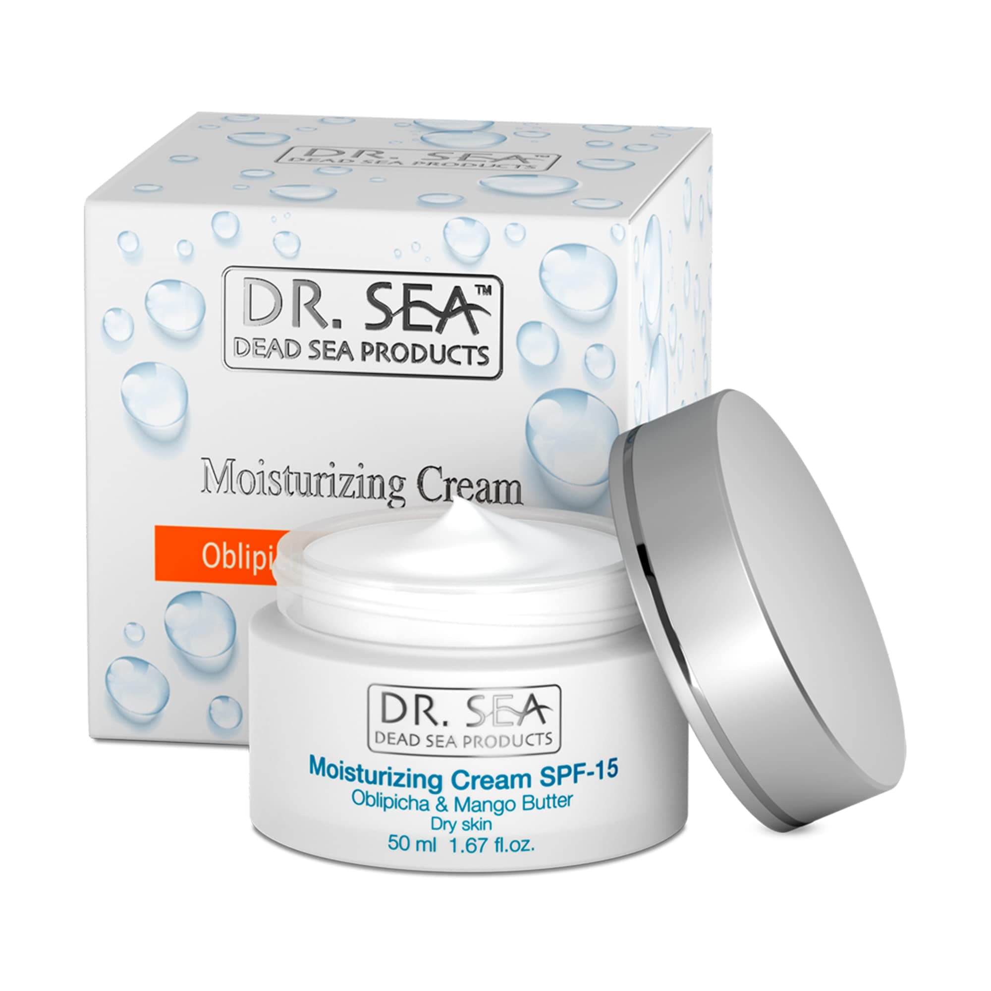 Dr Sea Moisturising Facial Cream with Sea Buckthorn & Mango Butter - Face Treatment Moisturises & Reduces Skin Irritation Supports Skin Regeneration SPF15, 50 ml