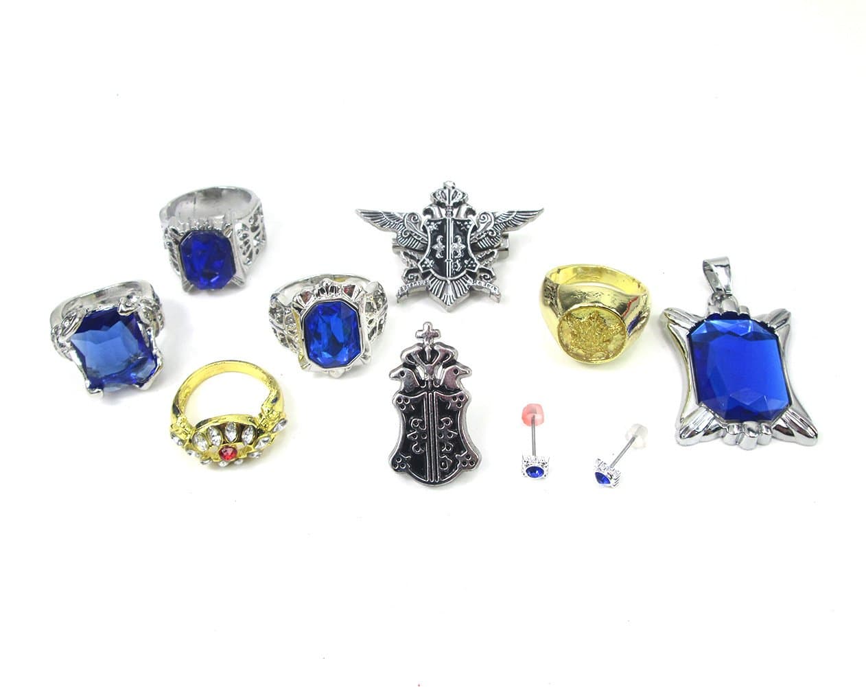 HiRudolph Cosplay Black Butler Ciel Sebastian Ring Necklace Earring Studs Set