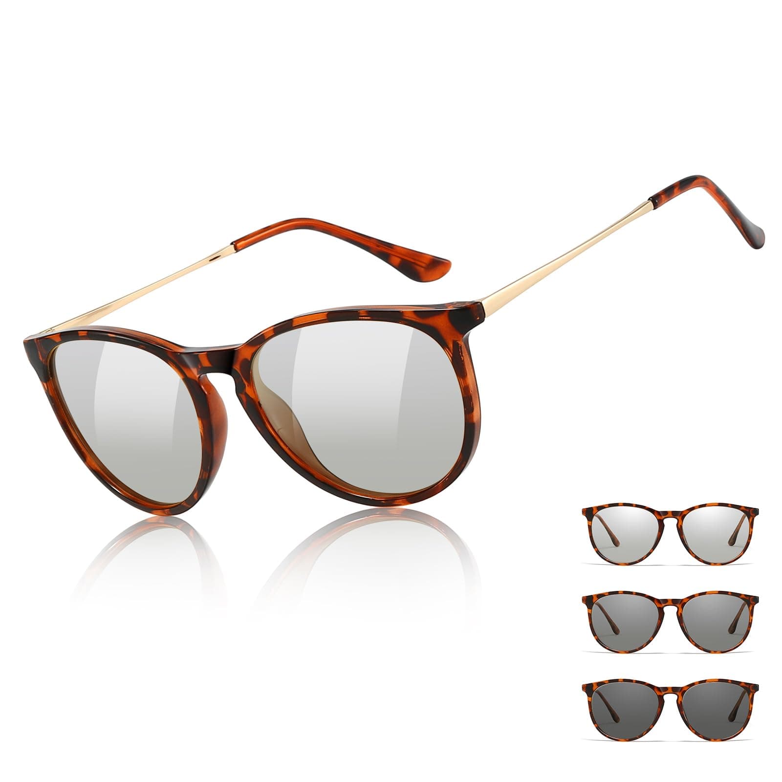 Photochromic Polarized Sunglasses for Women and Men, Anti-Glare UV400 Protection for Day & Night Driving