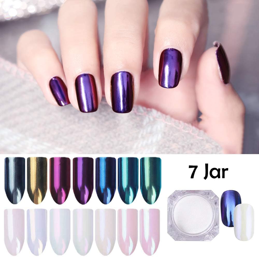 Nail Holographic Mirror Powder Aurora Unicorn Effect Nail DIY Chrome Shell Dust Pigment Art Manicure Decoration 1g×7