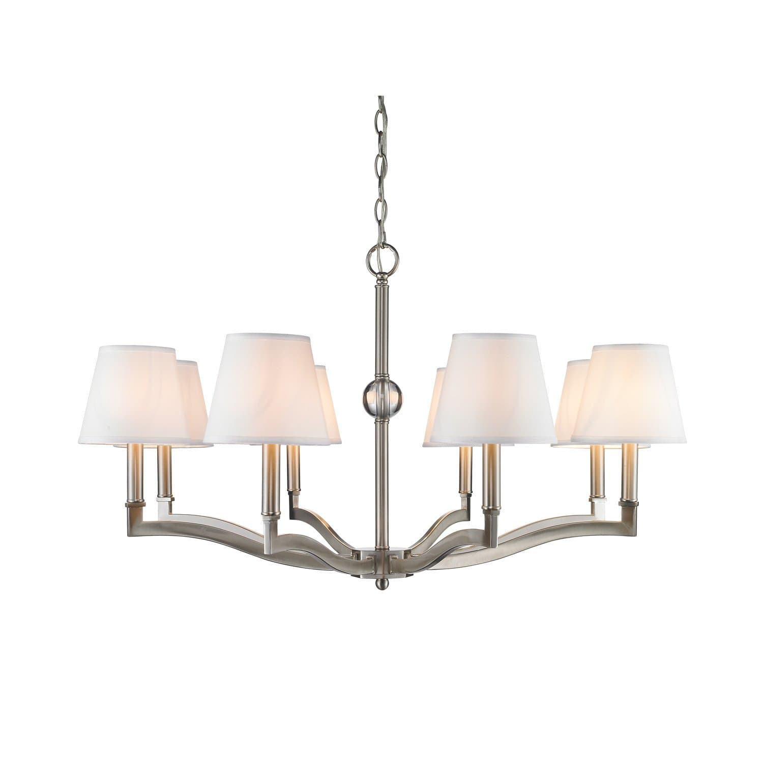 Golden Lighting 3500-8 PW-CWH Chandelier with Classic White Shades, Pewter Finish