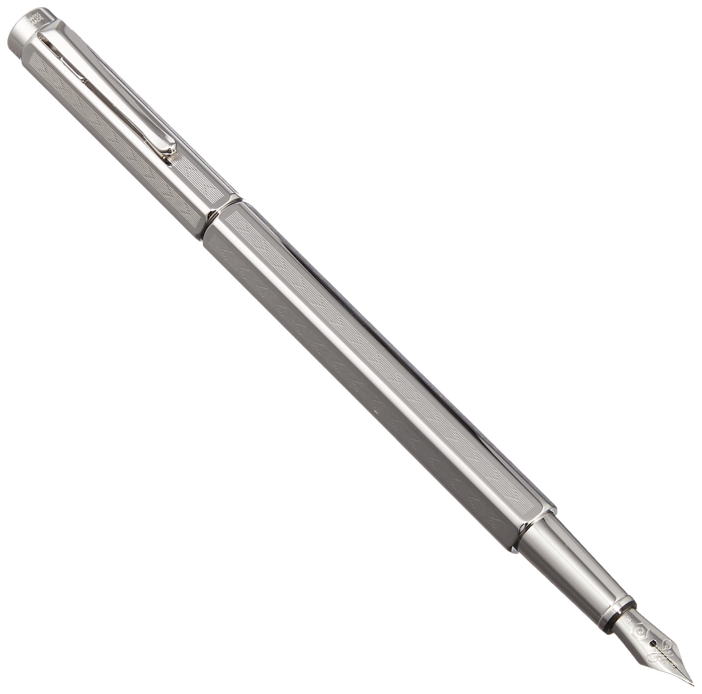 Caran d' Ache Chevron Ecridor Silver Plated/Rhodium Coat Fountain Pen Nib F (0958.276)