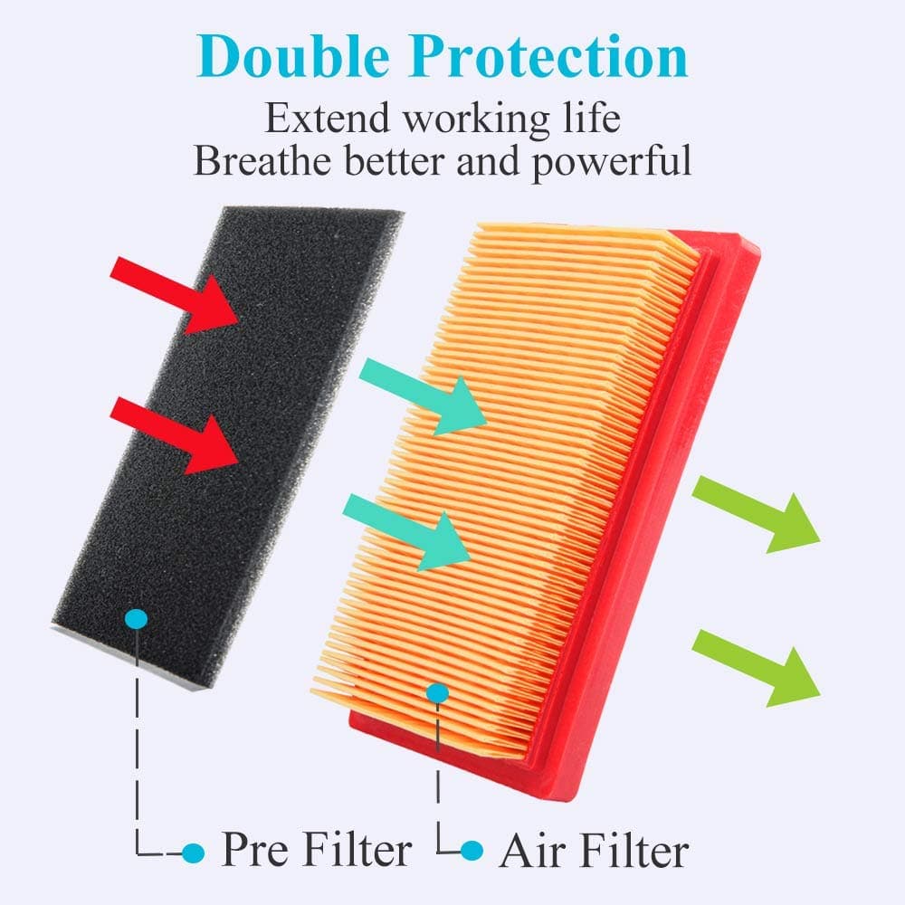 HOODELL 2 Pack 951-10298 Air Filter + Pre Cleaner for MTD Cub Cadet SC100 951-14632, Kohler 14 083 01-S, Pro Performance for Push Lawn Mower and More