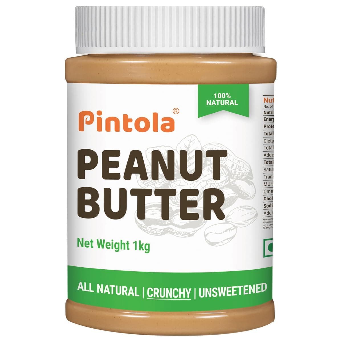All Natural Peanut Butter Crunchy 1kg | Unsweetened | 30g Protein | No Palm Oil, Natural, No Added Sugar, Vegan and Single Origin Peanuts | sugar free peanut butter | 100% Pure | Nut Butter