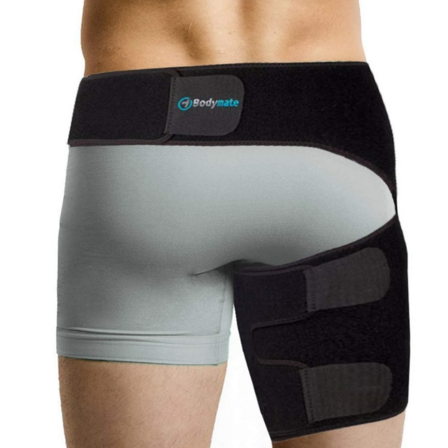Bodymate Hip Brace, Sciatica Pain Relief Devices - SI Belt/Sacroiliac Belt - Compression Wrap for Thigh, Hamstring, Joints, Pulled Muscles, Hip Pain - For Men and Women (Medium, Hip 32-44 inches)