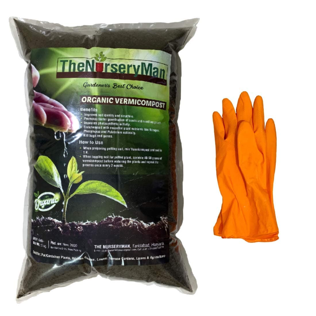 TheNurseryMan Pure Organic Vermicompost Powder 5 kg with Free Reusable Hand-Gloves(Earthworm VERMICOMPOST)