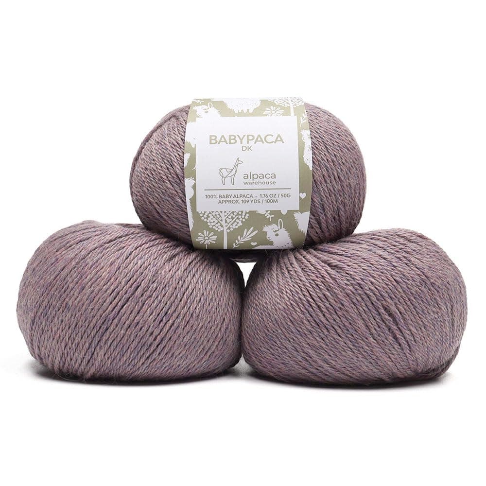 100% Baby Alpaca Yarn Wool Set of 3 Skeins (150 Grams) DK Weight - Made in Peru - Heavenly Soft and Perfect for Knitting and Crocheting (Heather Lilac, DK)