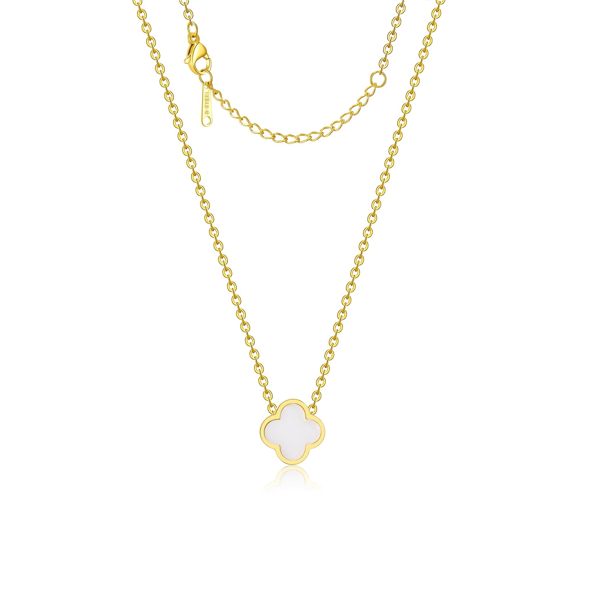 18K Gold Plated Clover Necklace for Women Four Leaf Clover Necklace Flower Lucky Pendant Dainty Jewelry Gifts