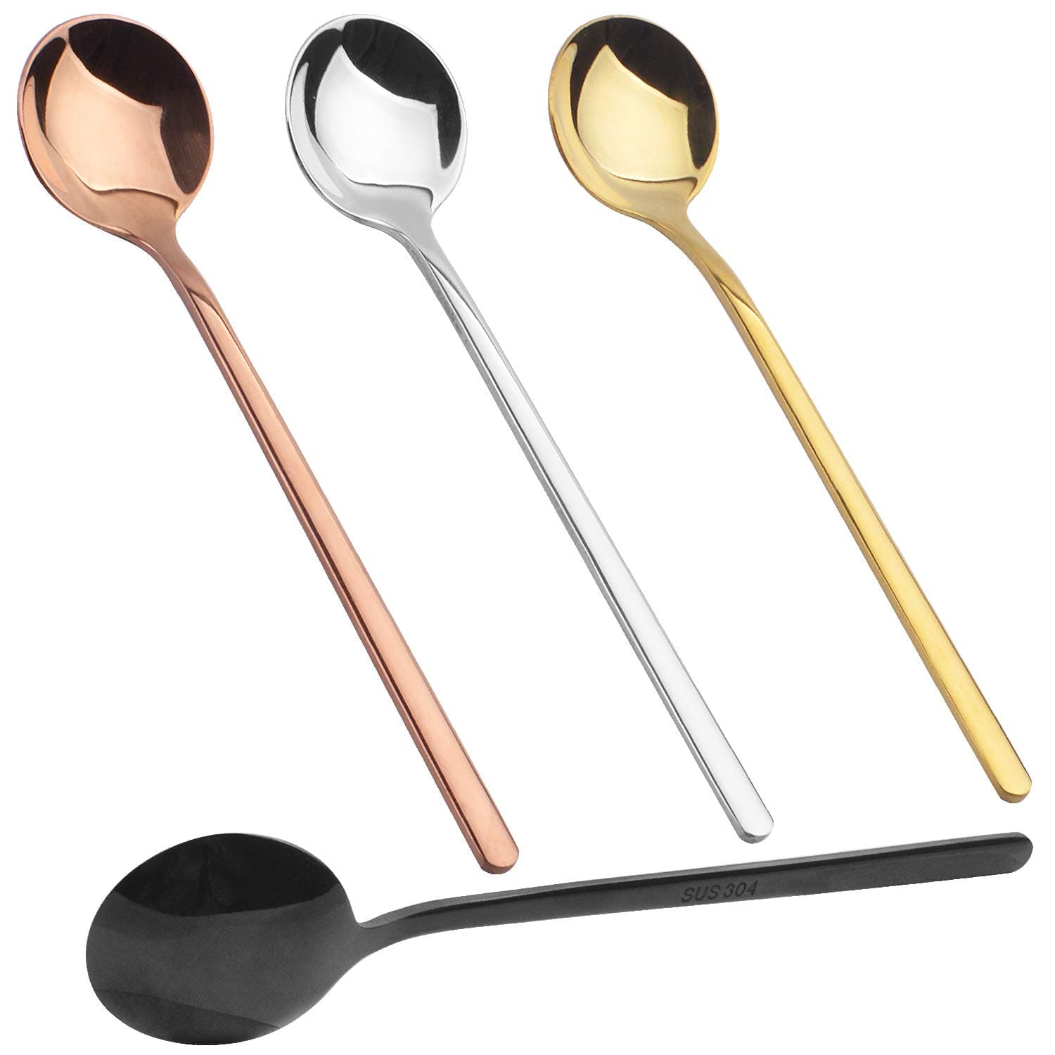 Espresso Spoons Set, 4pcs Stainless Steel Coffee Spoons Matte Demitasse Spoon Teaspoons for Dessert, Tea, Appetizer - 5.3 Inch, 4 Colors