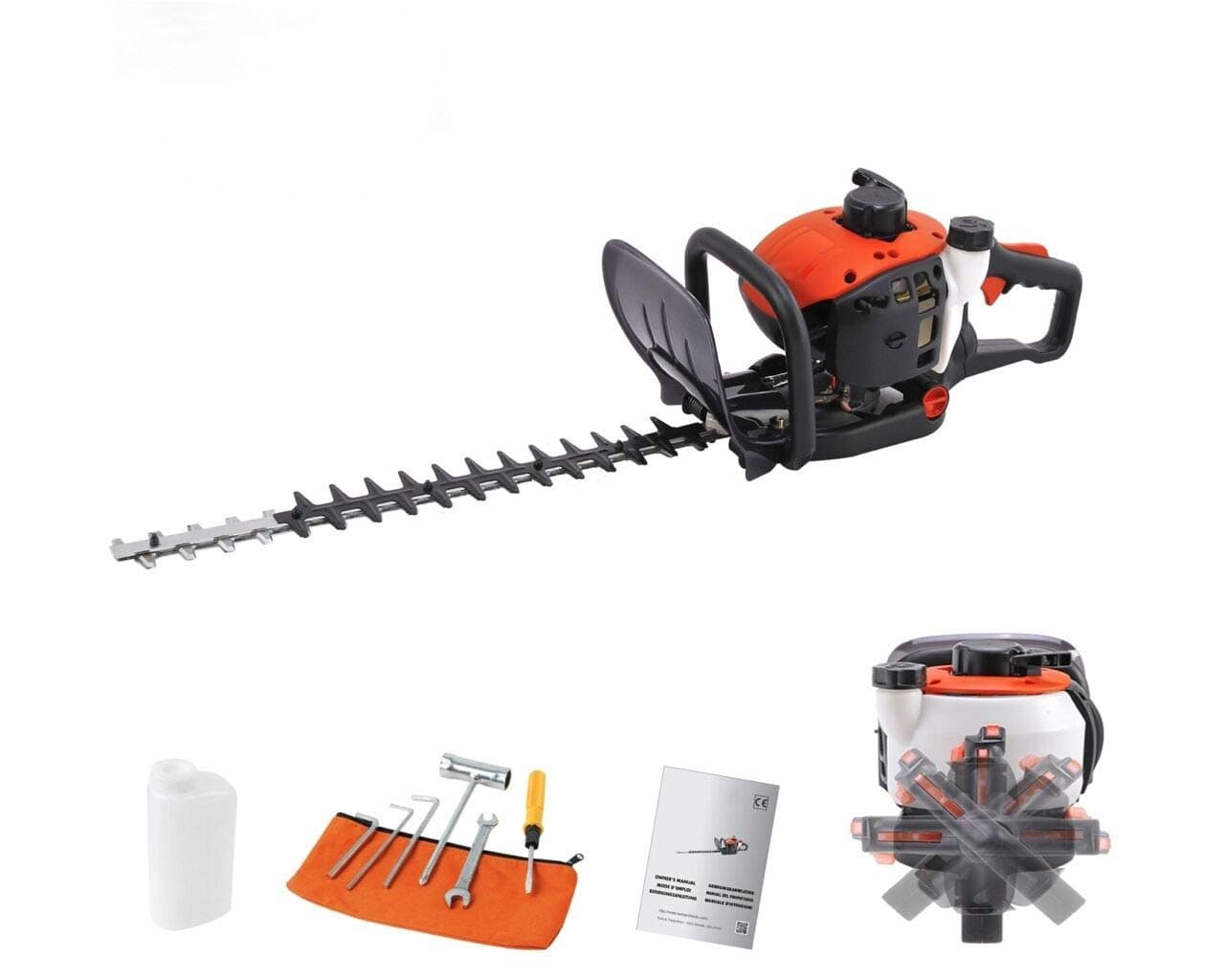 Hedge trimmer petrol-driven 25.4 cm³ with rotating handle , power 1.25 PK, blades 24 " (60 cm)