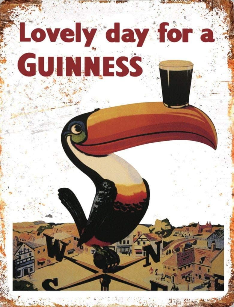 Novelty Retro Vintage Wall tin Plaque 20x15cm - Ideal for Pub shed Bar Office Man Cave Home Bedroom Dining Room Kitchen Gift - Guinness Drink Beer Ale Stout Toucan Bird Metal Sign