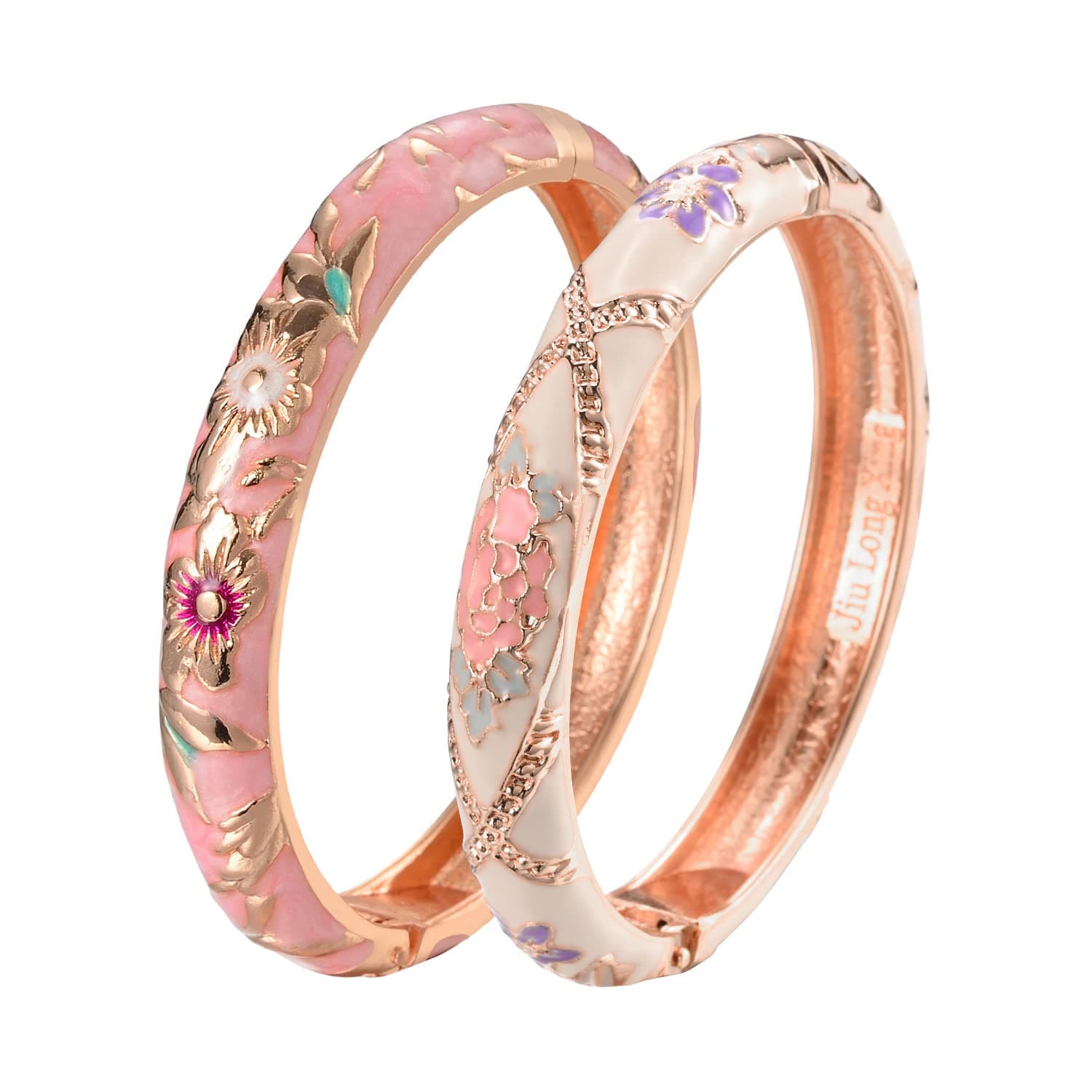 Bangles Bracelets Gorgeous Enameled Flower Cloisonne Plated Indian Jewelry Sets Box for Womens Gift