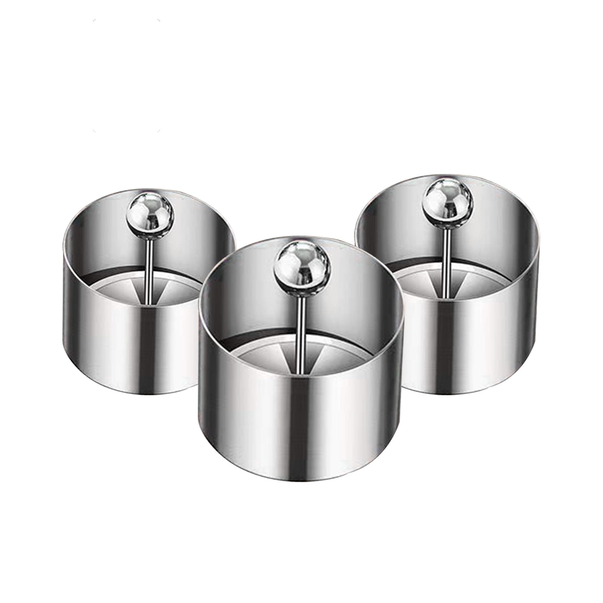 Set of 3 - Round Stainless Steel Cake Rings, Mousse Cake Ring Mold with Press Set