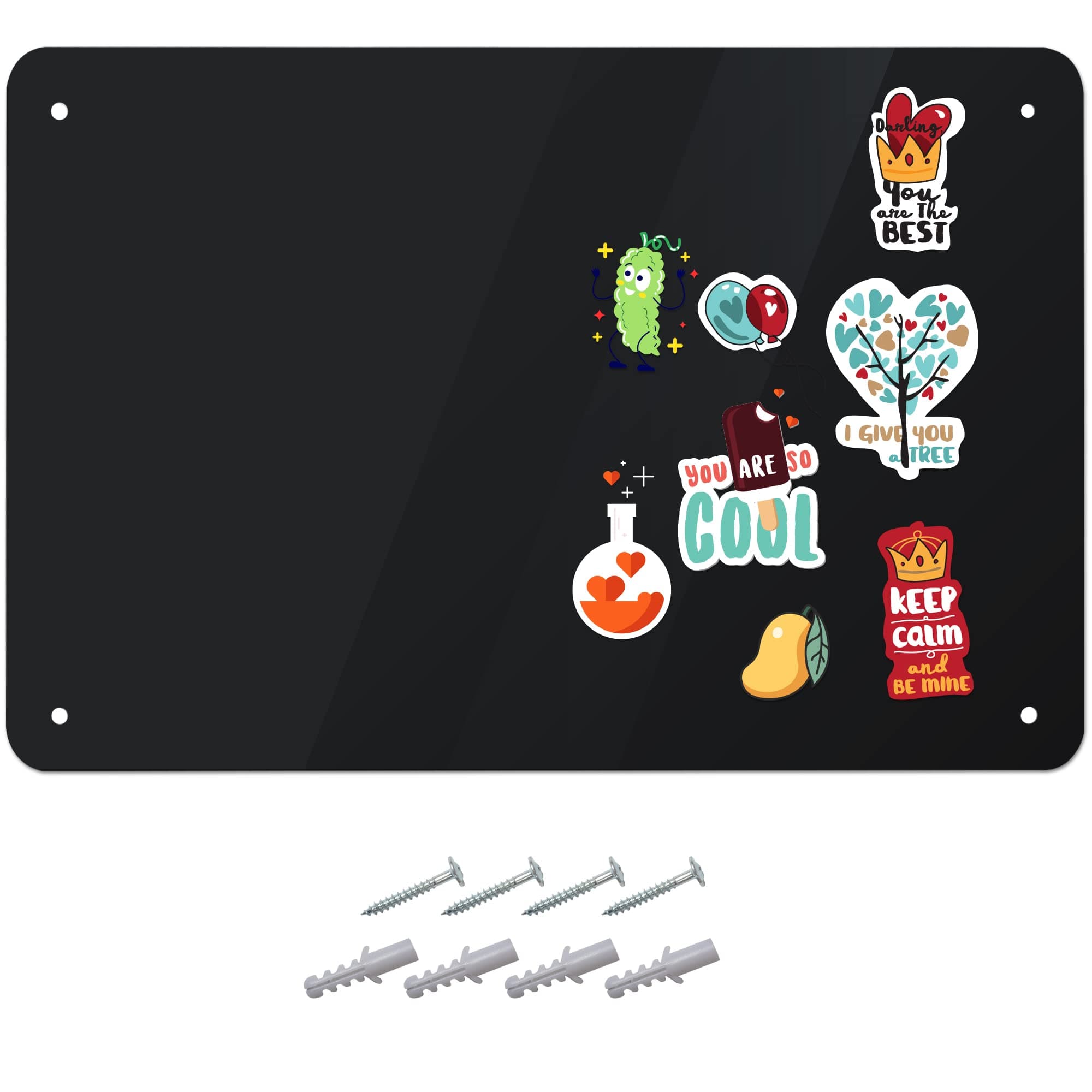 Houseables Magnetic Board, Black Rectangular Bulletin Board, Steel, Dry Erase, 17.5” x 12”